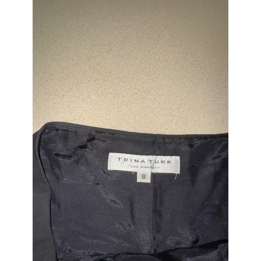 Trina Turk Los Angeles Black Flared A-Line Skirt Side Zip Size 8 - Picture 3 of 5